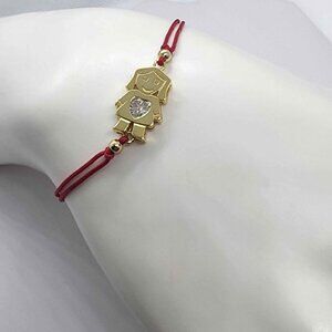 Sterling Silver 925 Girl Design with Red String Bracelet